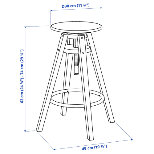 IKEA DALFRED Bar stool 63 74cm Black